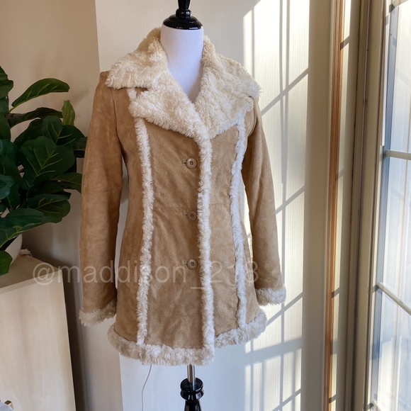 Wilson’s Leather Maxima Small Leather Patchwork Coat Faux Fur Tan Brown S - Picture 4 of 15